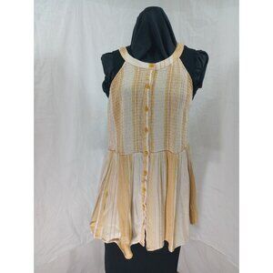 Textured Sleeveless Torrid Striped Button Down top Size 1 Cream Tan Boho